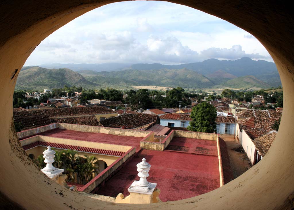...and through the porthole the other side towards the hills.