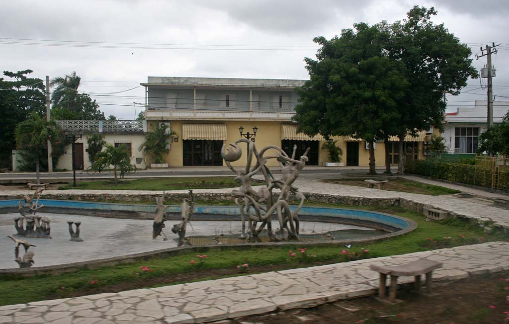 Some curious looking inactive fountains.