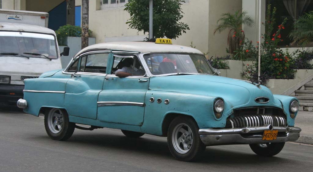 Waiting at the traffic lights near the university in Havana.