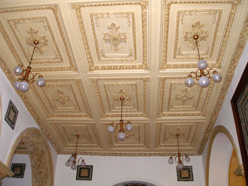 A ceiling in the lobby.