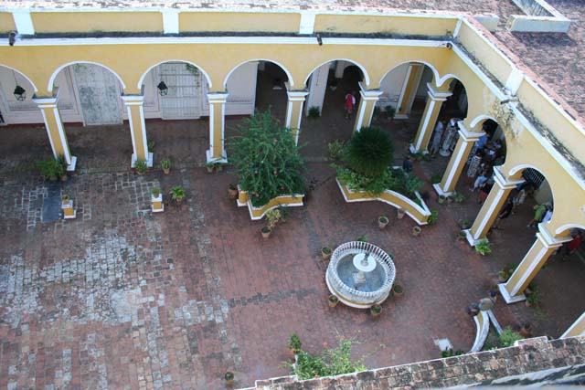 Looking down to the courtyard from the tower.