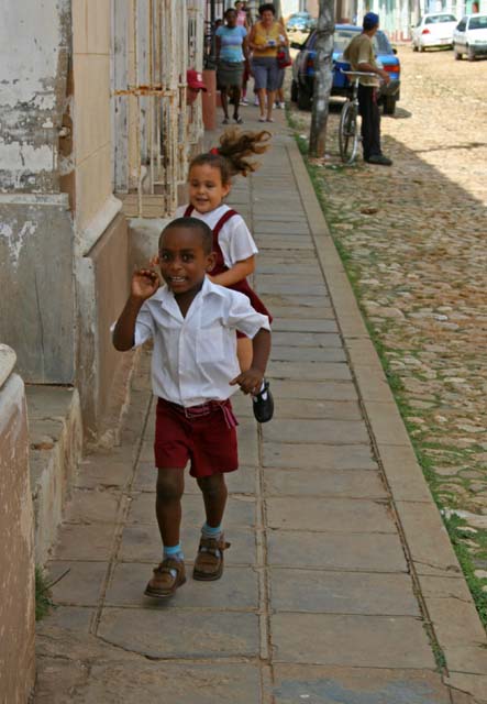 On the way home from school.