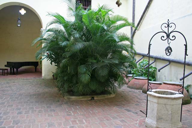 A slightly different view of the courtyard, showing the well.