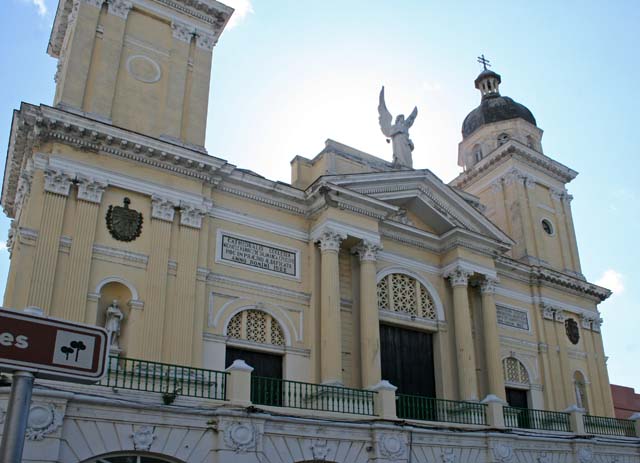 The front of the cathedral, facing the square.