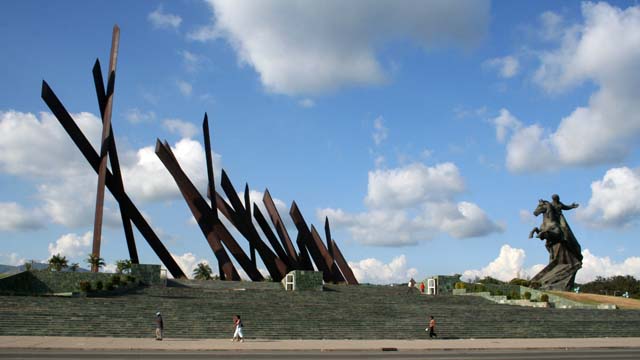 The monument from further away.