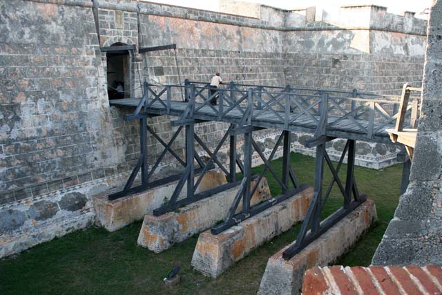 The bridge over the moat.