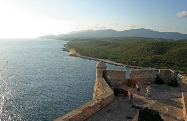 West along the coast.