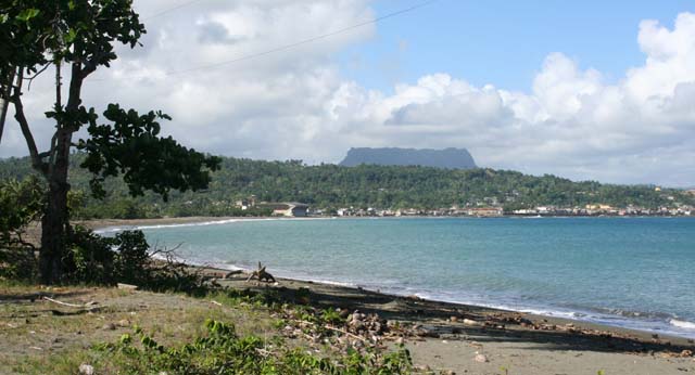 Across the bay to Baracoa, with <em>El Yunque</em> behind.