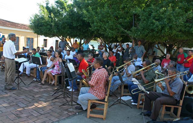 Baritone sax and trombones.