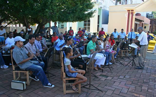 The town band on Sunday morning - pretty good too, especially the drummer.