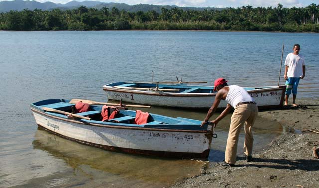 Our two boats <em>Yunque</em> and <em>Gaviota</em> on the River Toa, near Baracoa.