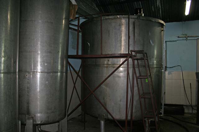Huge vats used in the distilling.