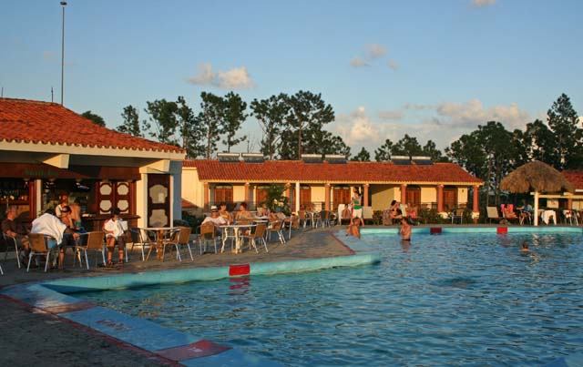 The pool and bar.