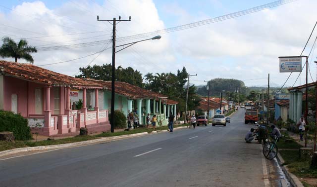 A view down the main street of Viñales.