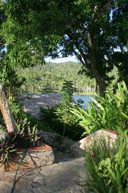 The steps down to the lake at La Terrazas.