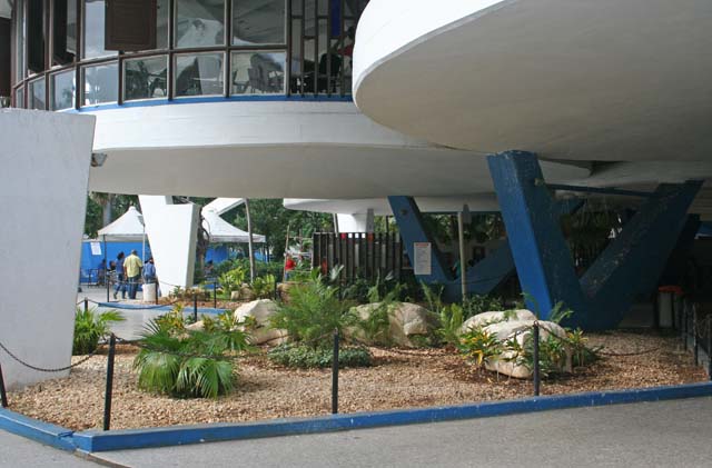 Looking through below the pods at Coppelia.