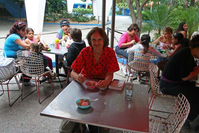 Enjoying our ice creams at Coppelia in Havana.
