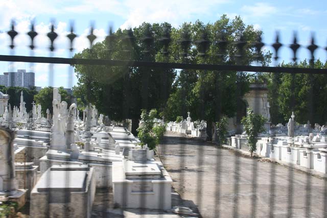 A very brief glimpse from the bus of the <em>Cementerio Cristóbal Colón,</em> which is enormous.