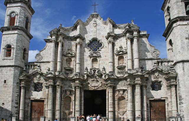 The main façade of the Cathedral in Havana.