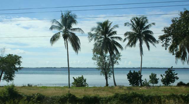 The Bay of Pigs <em>(Bahía de Cochinos),</em> the site of the 1961 invasion by CIA-trained Cuban exiles. Not much to see from the bus.