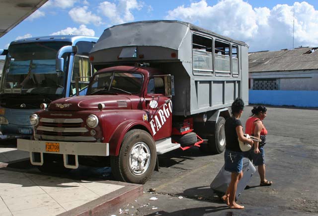 The other popular kind of public transport: a truck. This looks like a pretty smart one compared to most we saw.