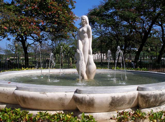 Fountains in a park.