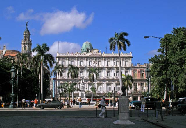 Havana's Hotel Inglaterra from across <em>Parque Central.</em>
