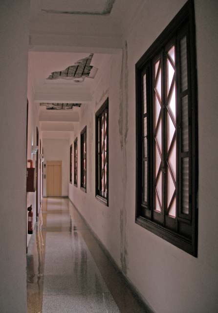 A corridor in need of attention.