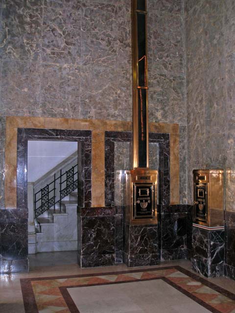 Postboxes and the way to the stairs.