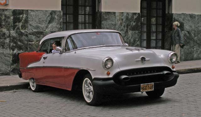 A well-kept Oldsmobile in Havana.