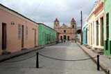 Looking up the street towards the square and the church.