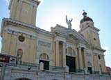 The front of the cathedral, facing the square.
