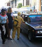 ...and here he is arranging just such a lift in a Lada.