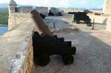 Cannons on the battlements.