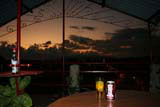 Night view of the roof terrace. Bucanero is the stronger of the two popular beers.