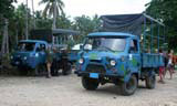 The pair of trucks in which we travelled to the Humboldt National Park, near Baracoa.