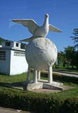 'Bird on a globe' monument on the edge of Baracoa.