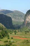 The road running between the mogotes known as the Dos Hermanas (two sisters) in the Viñales valley.
