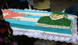 Fidel on a cake at the cake festival we came across.