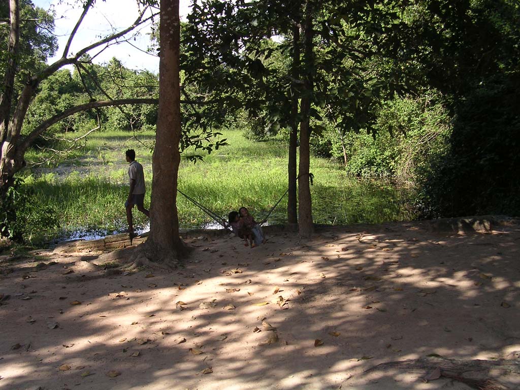 Sharing a hammock at Angkor, Cambodia