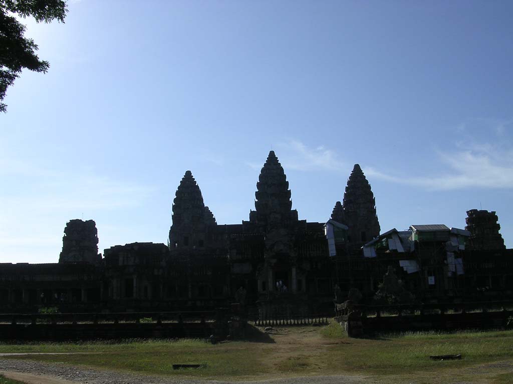 The rear of the temple (unusually, the east) with restoration work in evidence