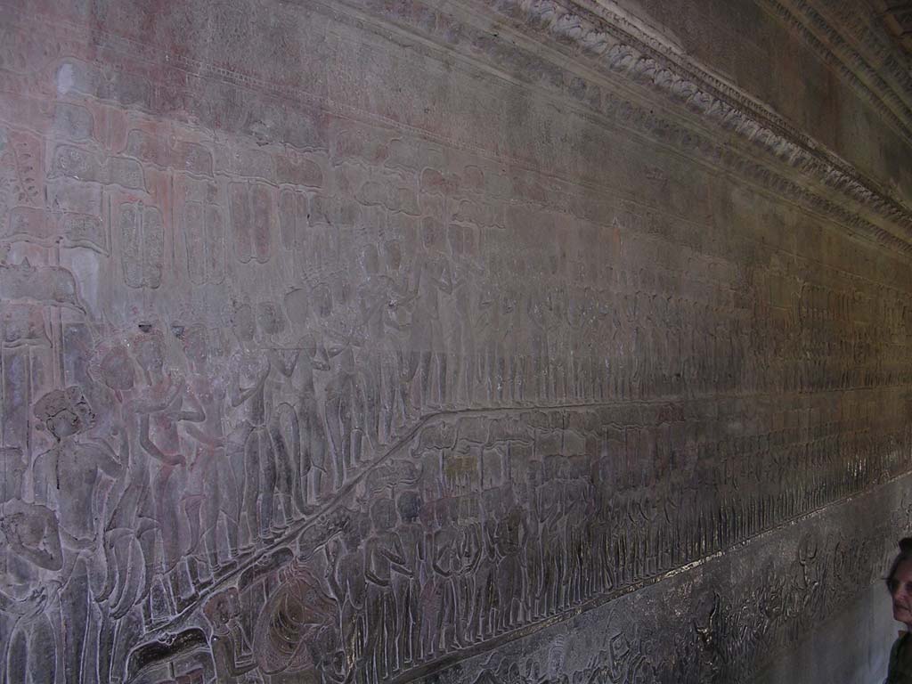 Heaven and Hell: upper tier showing fine ladies and gentlemen proceeding towards Yama (see next picture but one)