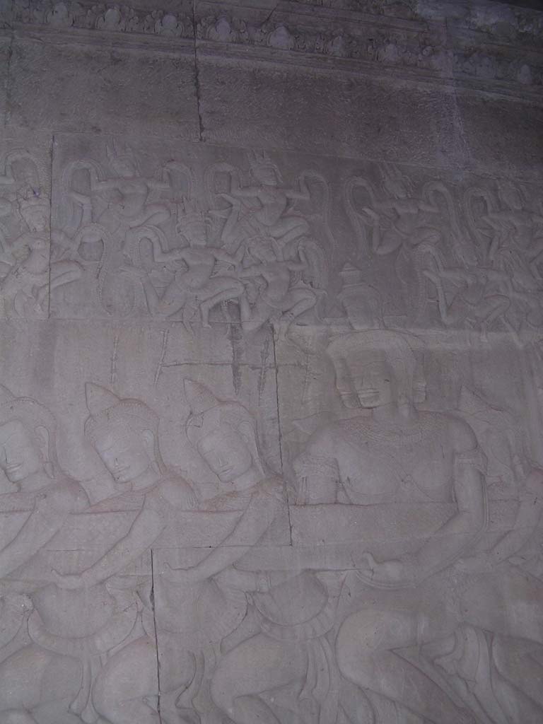 Churning of the Ocean of Milk: more <em>deva</em> with <em>apsara</em> above