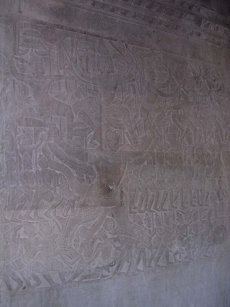 Vishnu conquers the demons: Vishnu mounted on a garuda