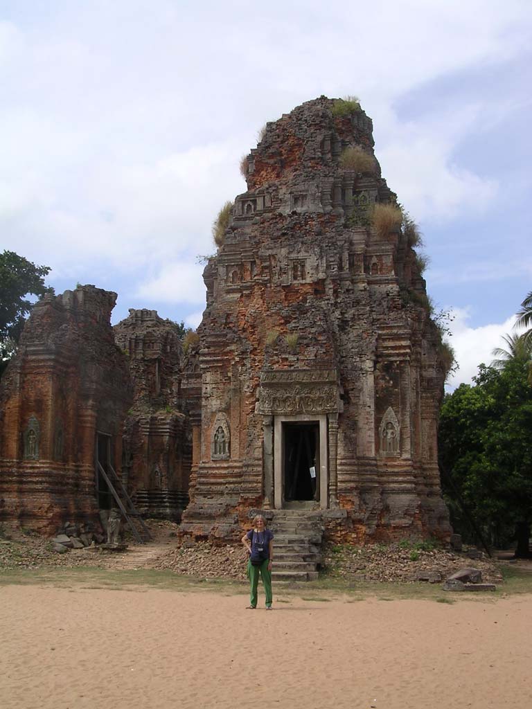 Mary with one of the brick towers of Lolei