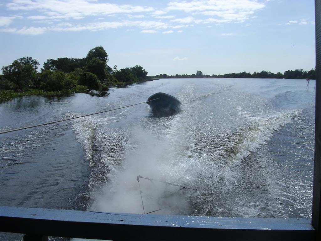 Our dinghy following behind