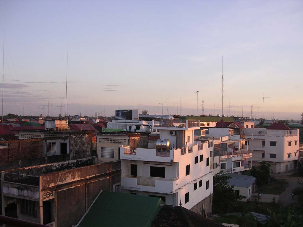 Across Battambang from the balcony of the Royal Hotel