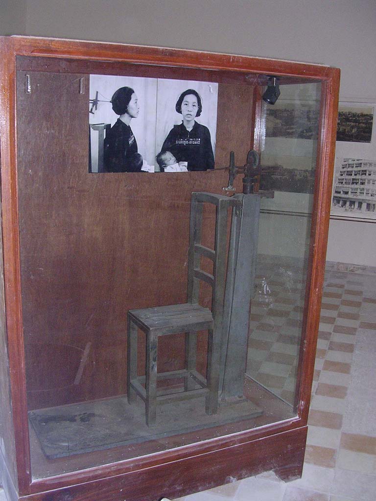 The chair where victims were photographed