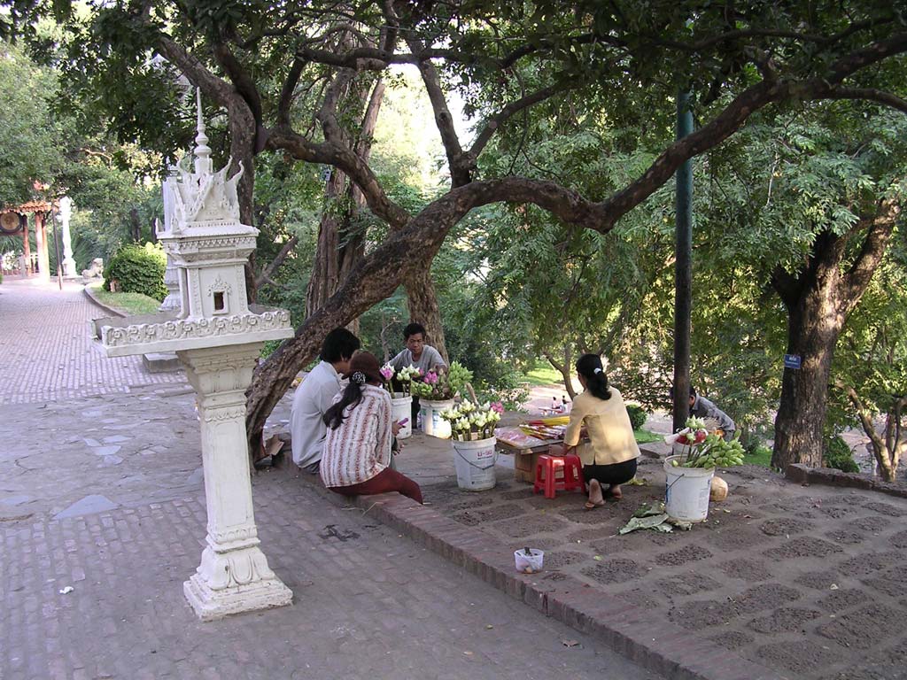 Flower sellers on the path