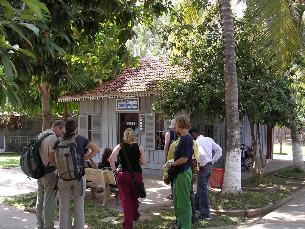 At the border post, en route to Vietnam